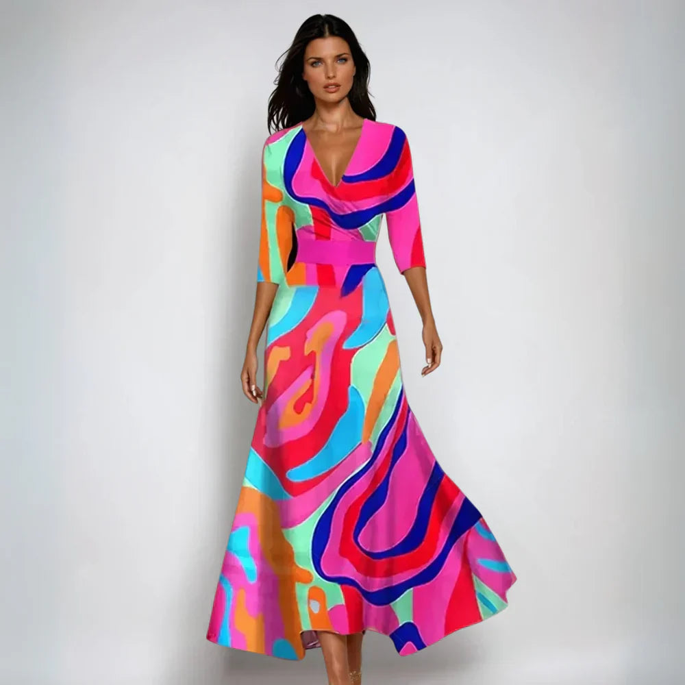 Olga™ | Elegant Blomsterprint Omslagskjole