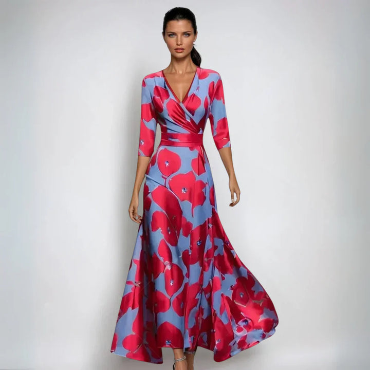 Liss™ | Elegant Blomsterprint Omslagskjole