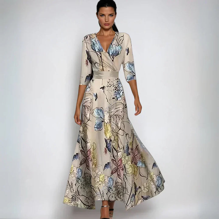 Liss™ | Elegant Blomsterprint Omslagskjole