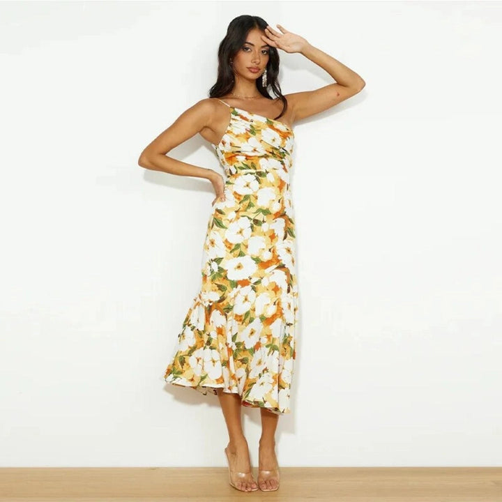 Gitte ™ | Blomsterkjole i satin