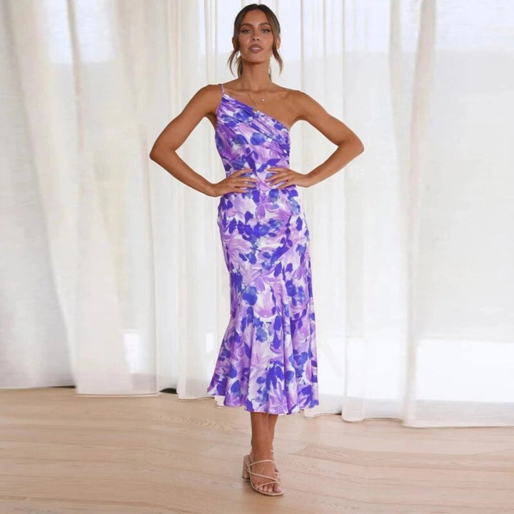 Gitte ™ | Blomsterkjole i satin
