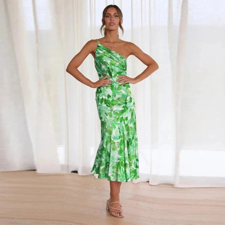 Gitte ™ | Blomsterkjole i satin