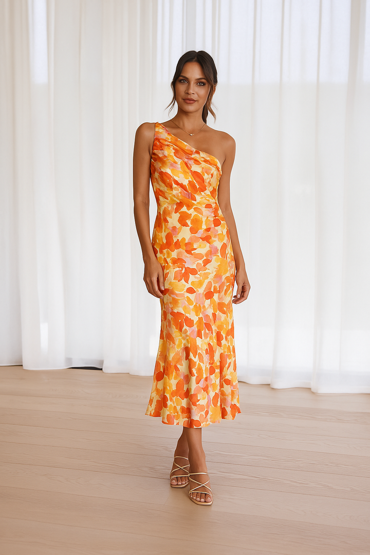 Gitte ™ | Blomsterkjole i satin