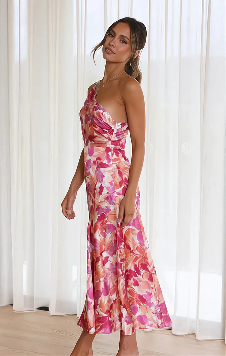 Gitte ™ | Blomsterkjole i satin
