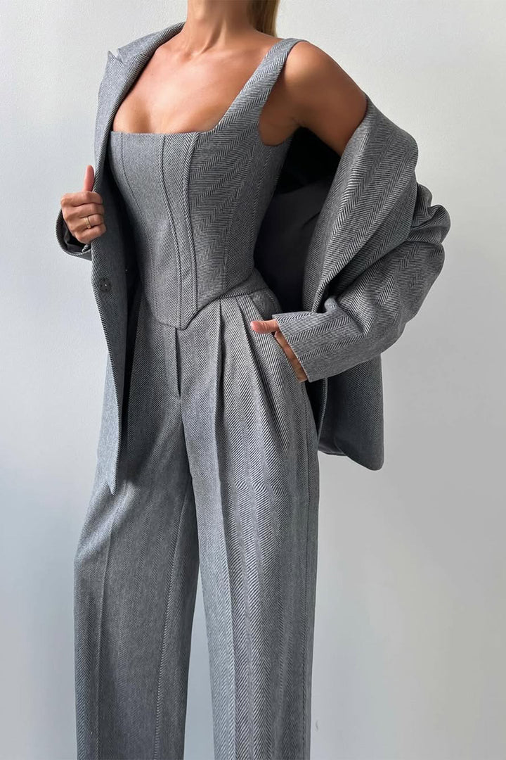 Alvilda™ | Tre-delt sæt med dobbeltknappet blazer