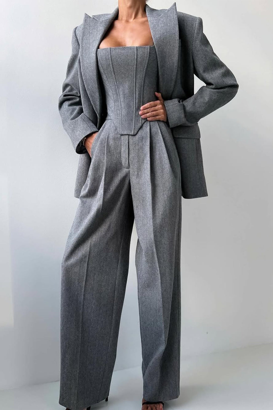 Alvilda™ | Tre-delt sæt med dobbeltknappet blazer