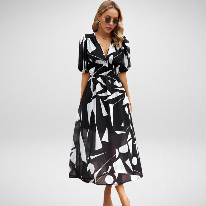 Cecilia™ | Stilfuld Geometrisk Print Kjole