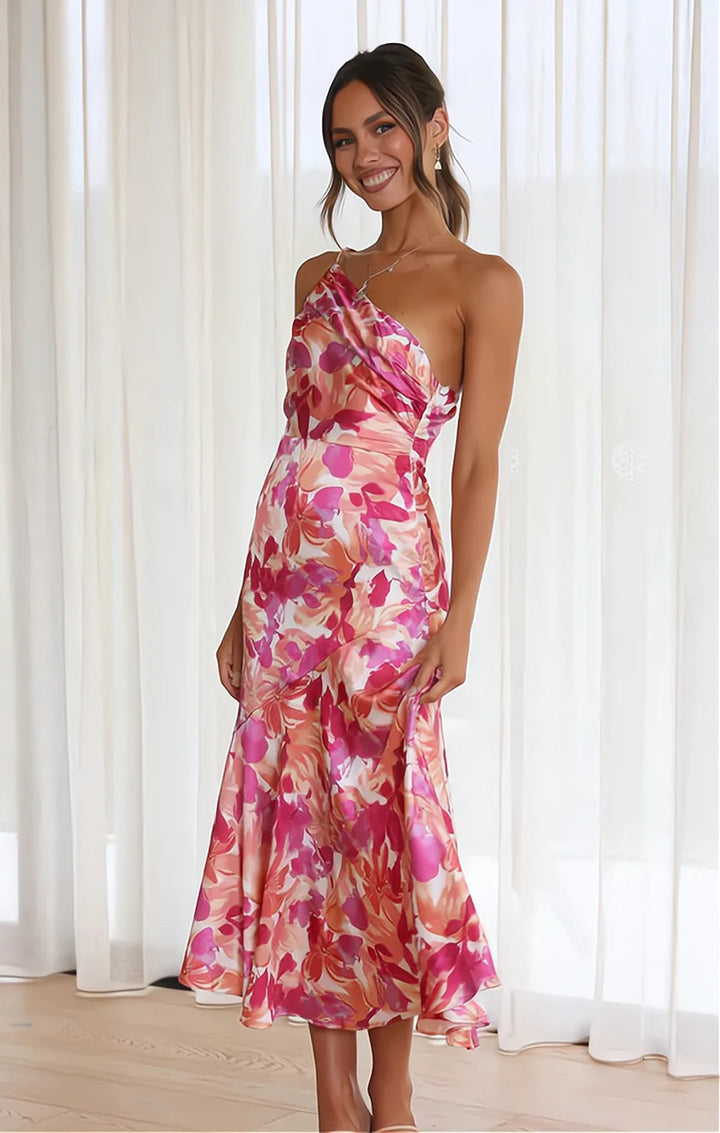 Gitte ™ | Blomsterkjole i satin